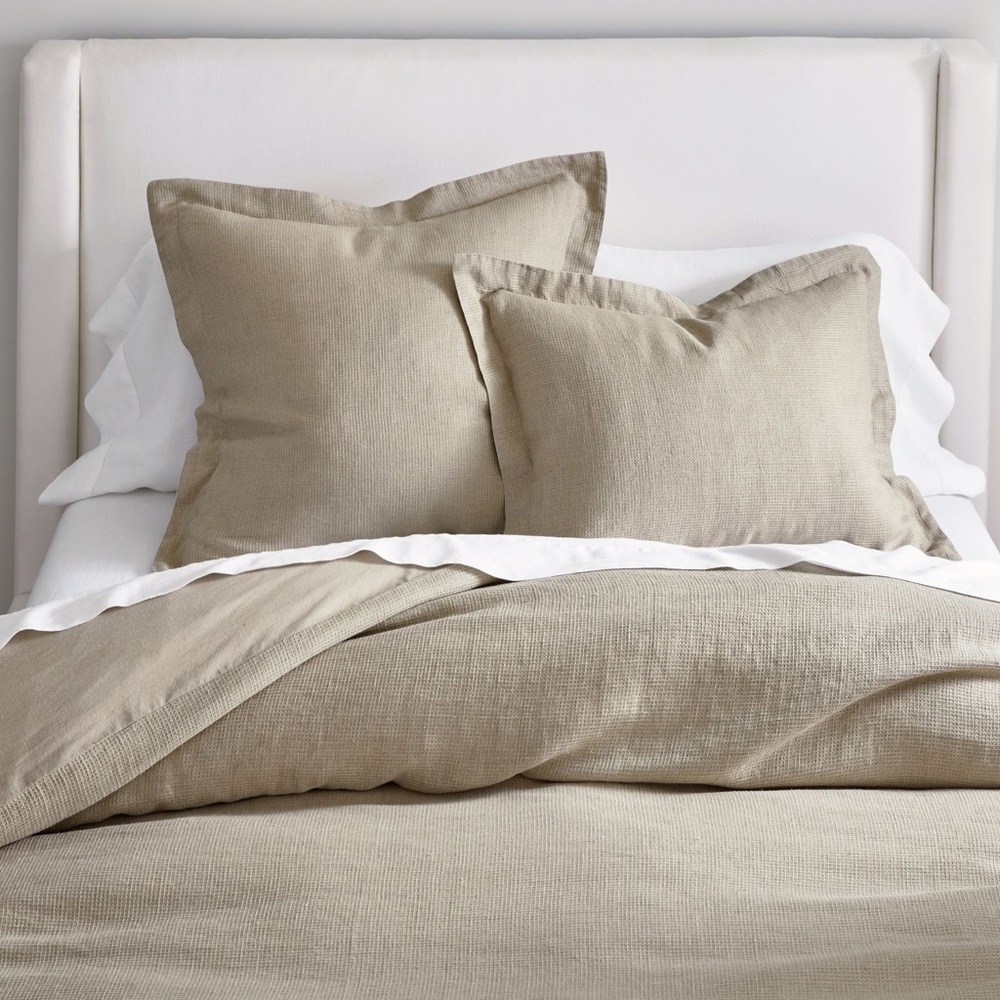 Pottery Barn Dark Flax Belgian Flax Linen Waffle Sham, Euro